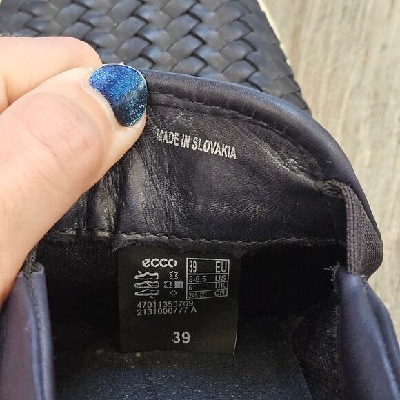 ECCO Soft 7 Woven Leather Slip On Sneakers Women 39 US 8 - 8.5 Black Casual - Picture 9 of 12